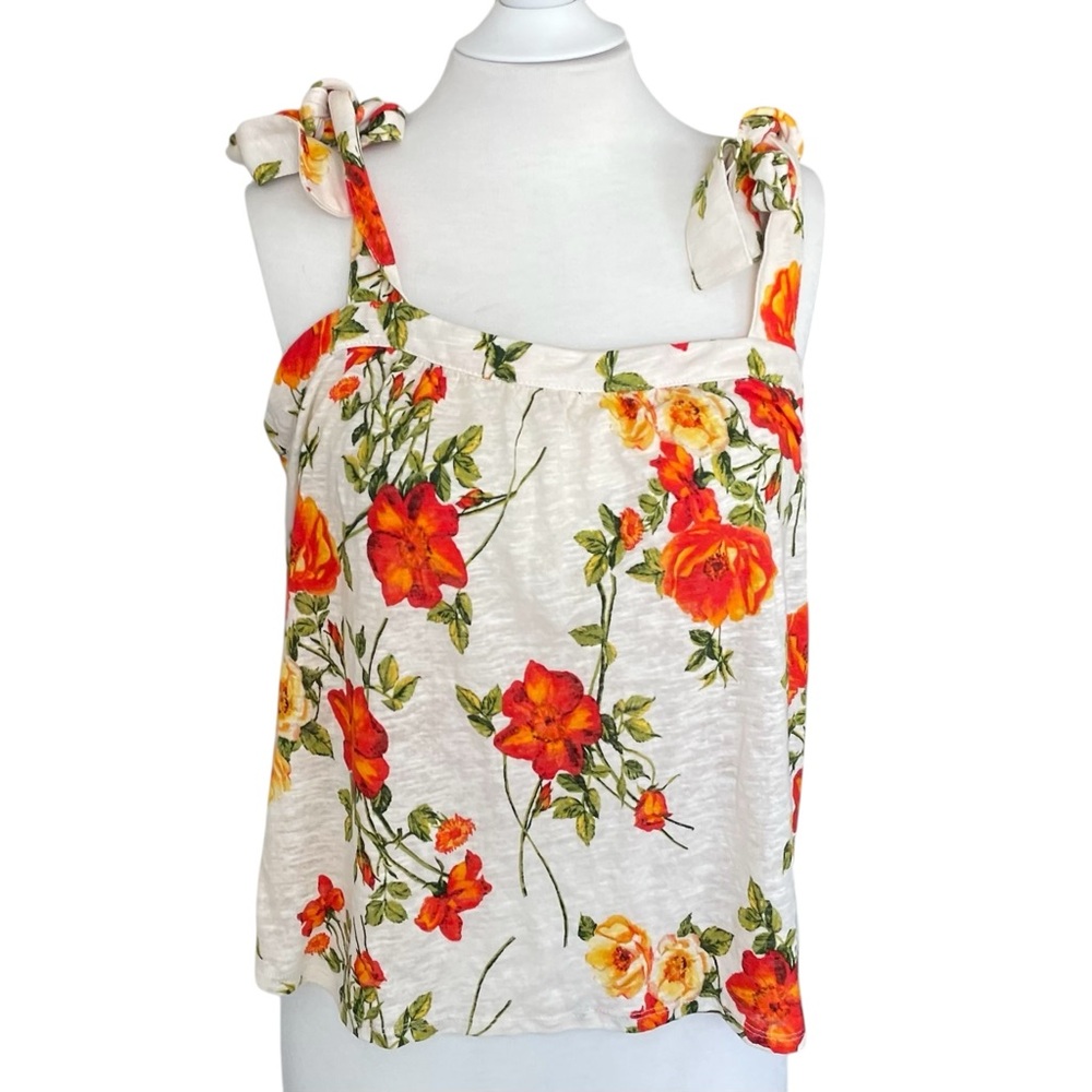 Joie Halter Tank Top Women Small Linen Blend Knit Burnout
Orange Floral Size L